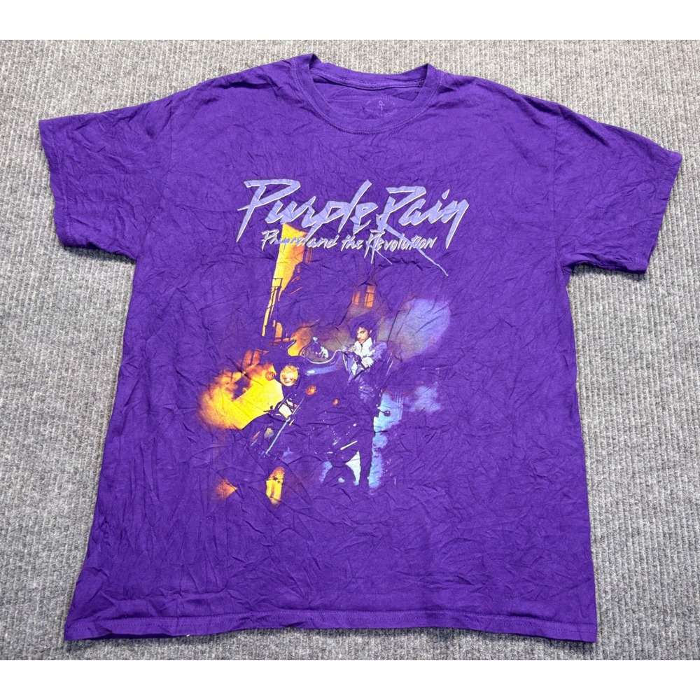 Prince Purple Rain Graphic T-Shirt Mens Large Purple Official Estate Merchandise